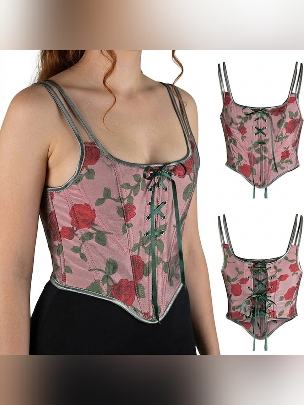 ​🌸 3XL Rose Jacquard Corset Top | Renaissance Bridgerton Coquette Bustier